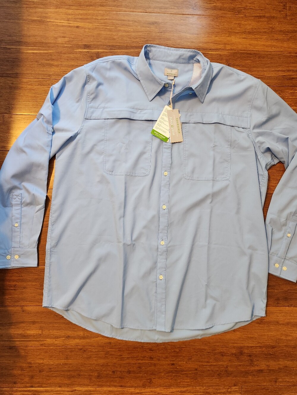 New Insect Shield Men's Elements Lite All Weather Bug Repellent Blue Shirt, 3XL